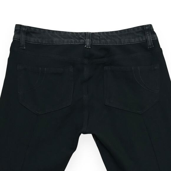 MAJE Denim Front Ponte Back Hybrid Pants Jeans Skinny Ripped Mid Rise Black 40 8 - Picture 5 of 10